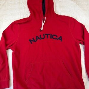 Nautica Mens 2XL Red Spell Out Pullover Hoodie Logo Sweatshirt